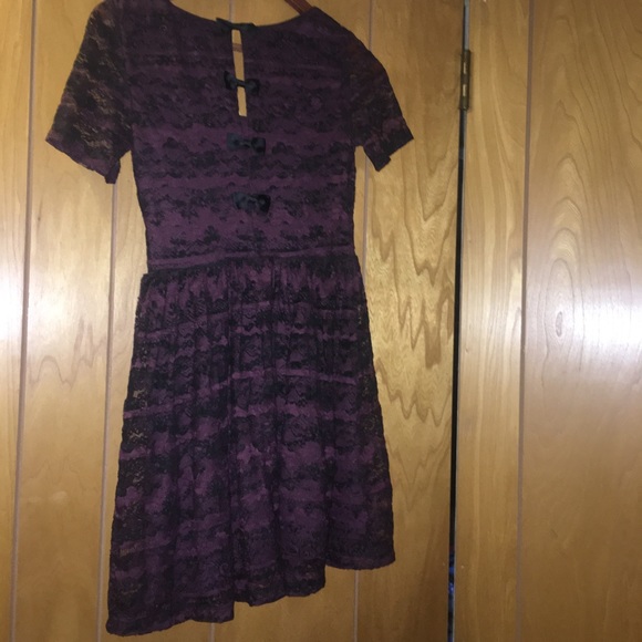 Black and Purple Lace Dress with Bows - Picture 2 of 5